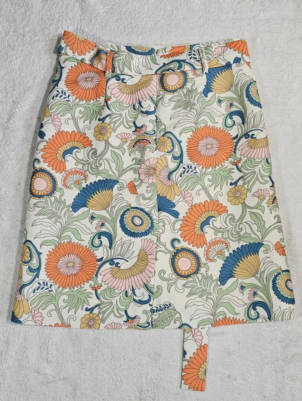 J. Crew Cream Multi Floral Tie-Waist Pencil Skirt